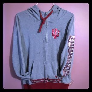 Pink Indiana college IU hoodie sweater 3/4 sipper